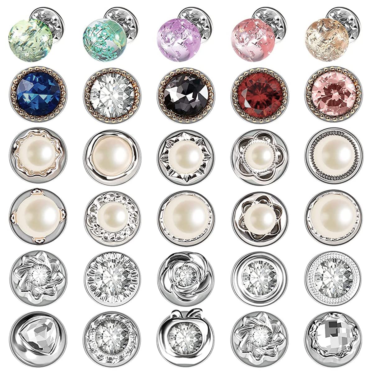 SANNIDHI  30Pcs Pearl Brooch Buttons Cover Up Anti-Exposure Brooch Pins Safety Pins Buttons for Women Girls Customized Clothes Dress Sewing-free Buttons, Removable SANNIDHI  30Pcs Pearl Brooch Buttons Cover Up Anti-Exposure Brooch Pins Safety Pins Buttons for Women Girls Customized Clothes Dress Sewing-free Buttons, Removable